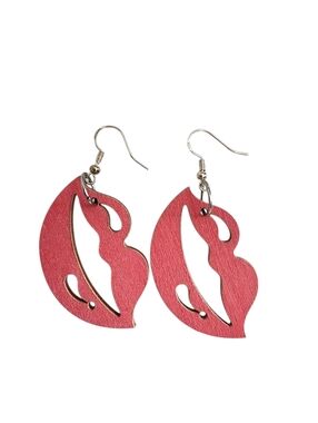 (4)Red Leaf Cutout Drop Earrings - Women Jewelry